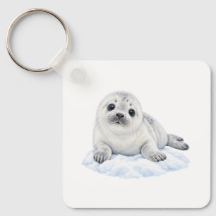 Chaveiro Filhote de Foca na Neve Macia