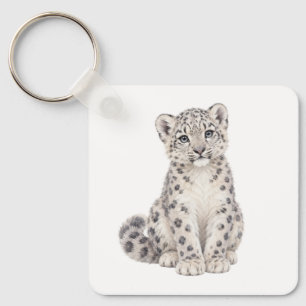 Chaveiro Filhote de Leopardo da Neve Sentado