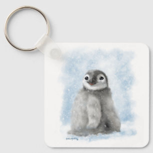 Chaveiro Filhote de Pinguim Fofo na Neve Desenho Animado