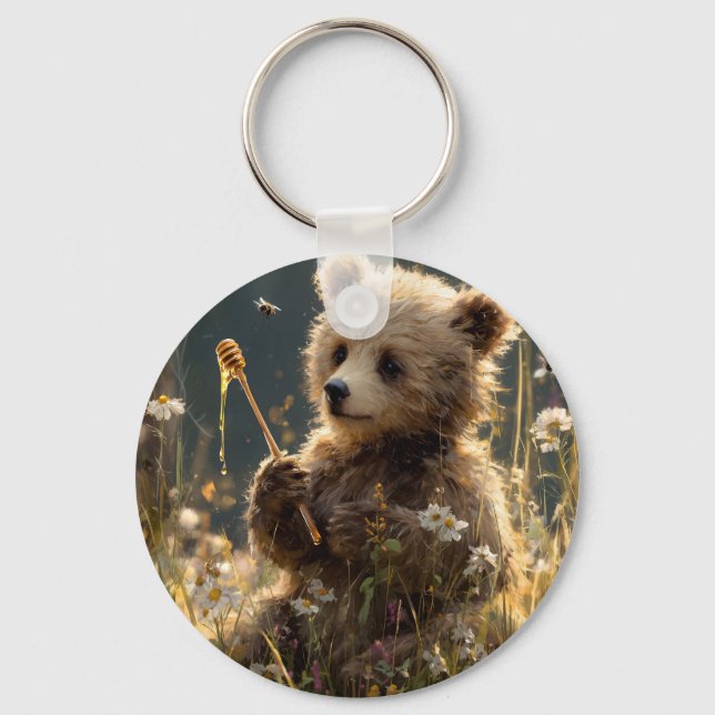 Chaveiro Filhote de Urso com Mel em uma Campina de Flores S (Frente)