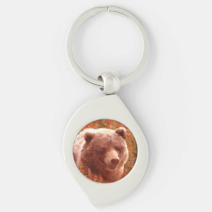 Chaveiro Filhote de Urso Pardo em Pintura de Epilóbio Arte