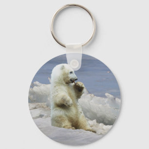 Chaveiro Filhote de Urso Polar Fofo & Pingente de Gelo Árti