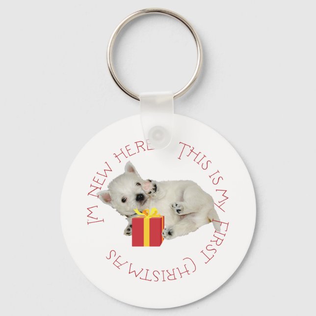 Chaveiro Filhote de Westie Primeiro Natal (Frente)