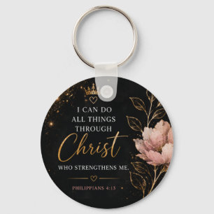 Chaveiro Filipenses 4:13 Floral Cristão