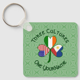Chaveiro Filipino Irish American Flagres Shamrock Personali