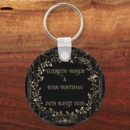 Chaveiro Fim Floral Dourado e Preto da Sepia Luxuriosa