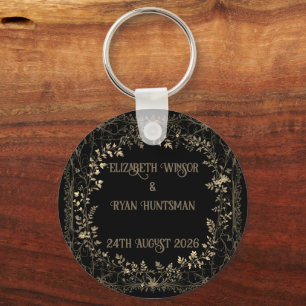 Chaveiro Fim Floral Dourado e Preto da Sepia Luxuriosa