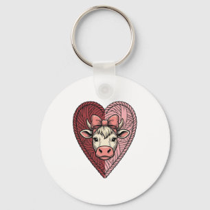 Chaveiro Fio de Coração de Vaca Fofo Desenho de Gravura Vin