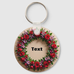 Chaveiro Fios Florais com Rosas vermelhas e Sangue Rosa