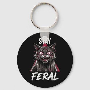 Chaveiro Fique Feral Bravo Engraçado Meme de Gato Amante de