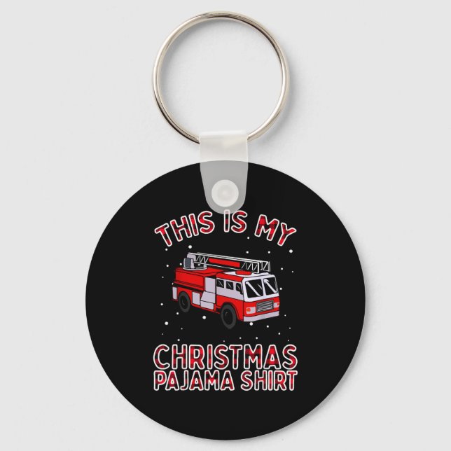 Chaveiro Firefighter Christmas Pajama - Fire Truck Funny Fi (Frente)