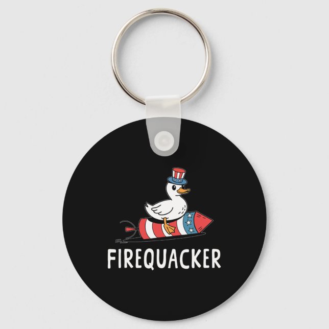 Chaveiro Firequacker Funny 4 de julho Bobo Patriótico Goos (Frente)