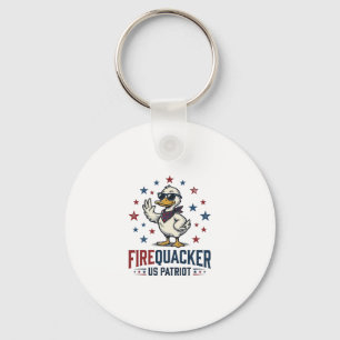 Chaveiro Firequacker Pato Patriótico Camisa Vintage Design_