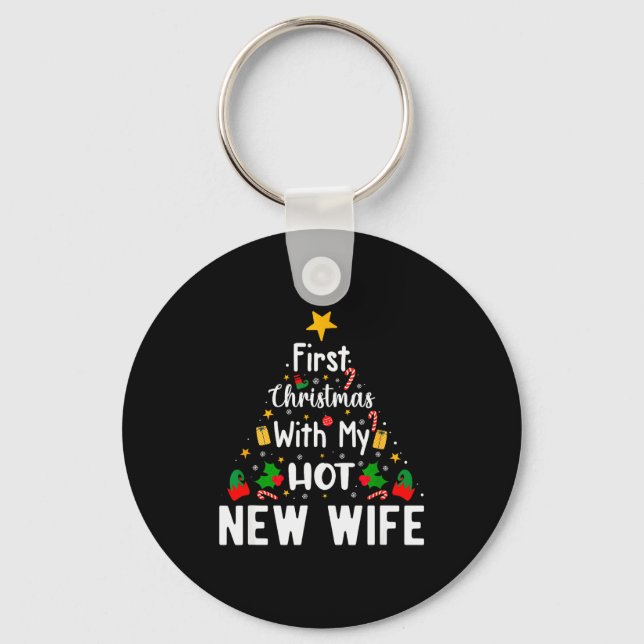 Chaveiro First Christmas With My Hot New Wife Funny Xmas  (Frente)