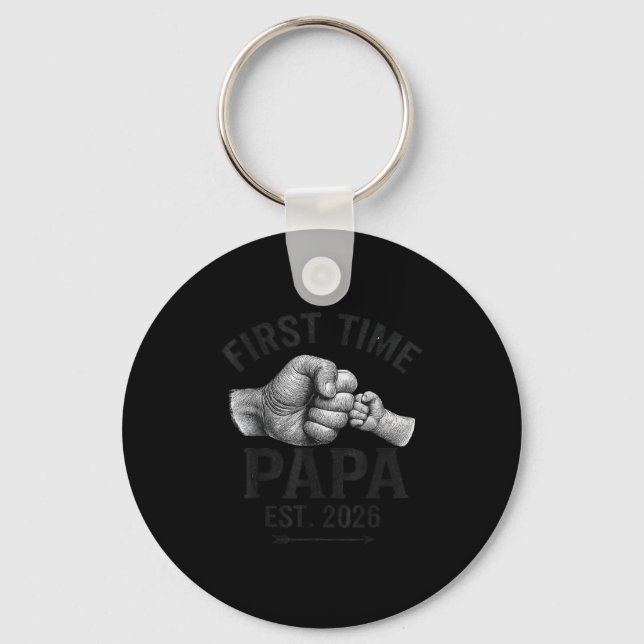 Chaveiro First Time Papa Est 2026 Fist Bump New Dad Father' (Frente)