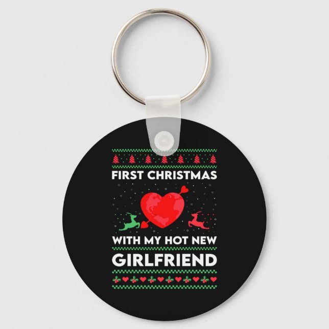 Chaveiro First Xmas With My New Girlfriend Men Ugly Christ  (Frente)