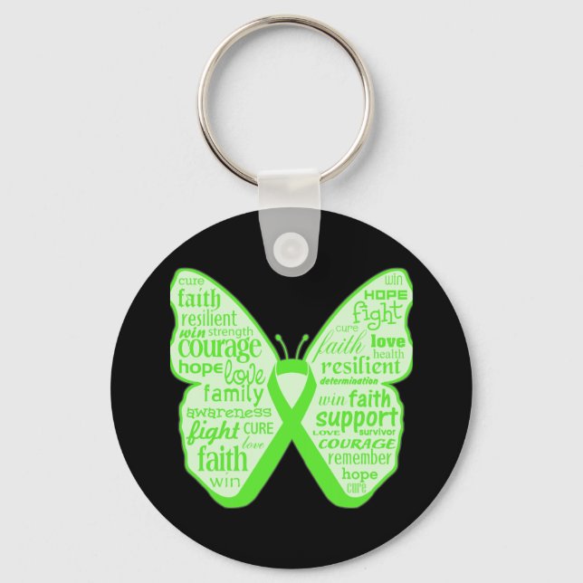 Chaveiro Fita-borboleta de sensibilização para a saúde ment (Frente)