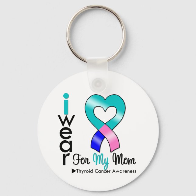 Chaveiro Fita De Cancer Da Tiroide Para Minha Mãe (Frente)