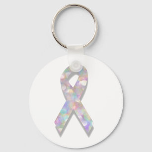 Chaveiro fita de cancer pulmonar pérola