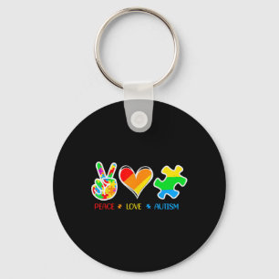Chaveiro Fita de Peças do Puzzle do Autismo Paz Amor Autism
