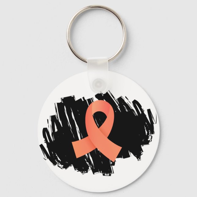 Chaveiro Fita De Pêssego Do Cancer Endometrial Com Escribbl (Frente)