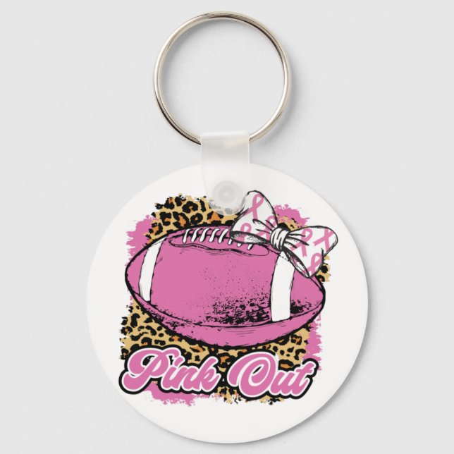 Chaveiro Fita Rosa Com Bola De Rugby (Softball) (Frente)