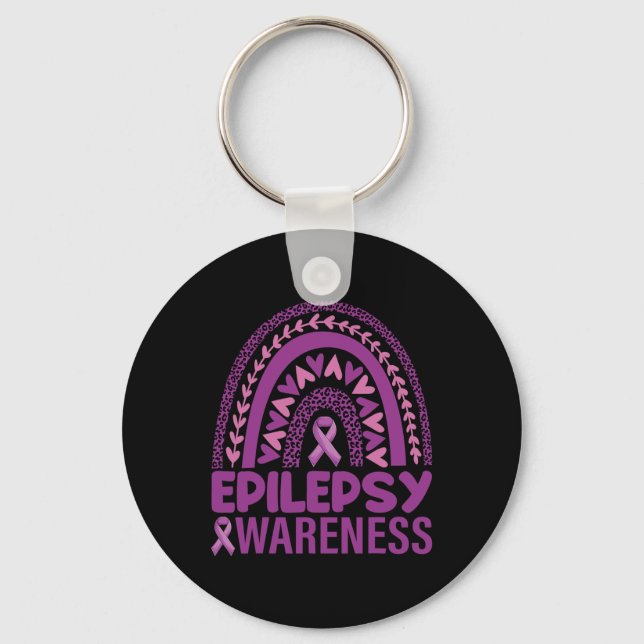 Chaveiro Fita Roxa Arco-íris de Conscientização da Epilepsi (Frente)