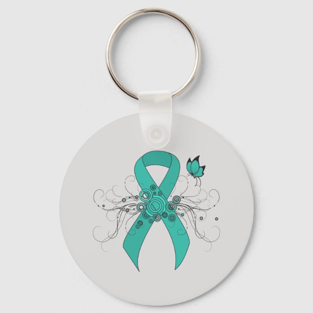 Chaveiro Fita Teal com Borboleta (Frente)