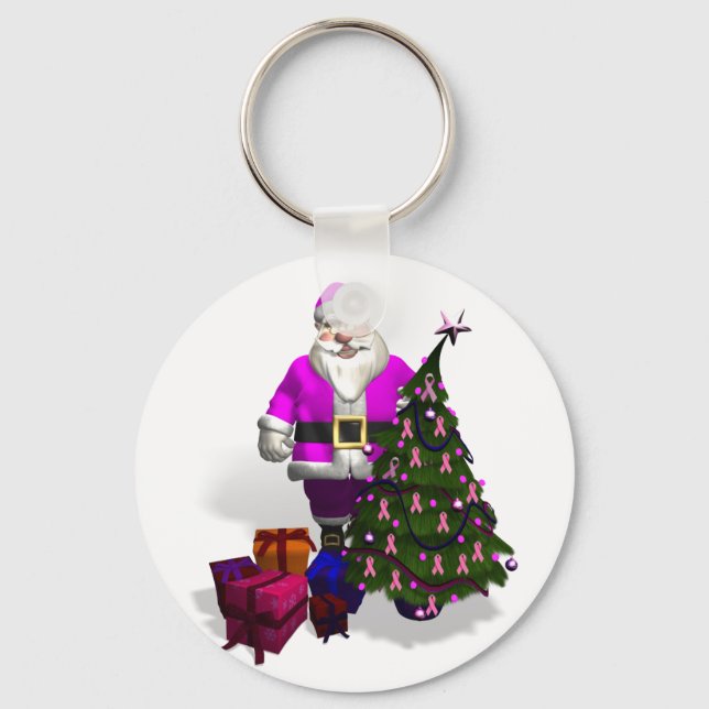 Chaveiro Fitas Rosa Santa Claus (Frente)