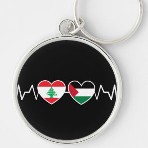 Chaveiro Flags de Unidade Palestina Libanesa Batida.