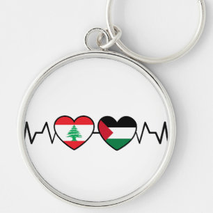 Chaveiro Flags de Unidade Palestina Libanesa Batida.