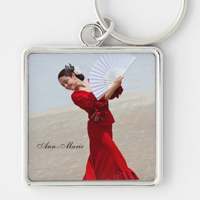 Chaveiro Flamenco Dancer Beautiful Red Dress Personalised (Frente)