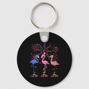 Chaveiro Flamingo American Flag para 4 de julho