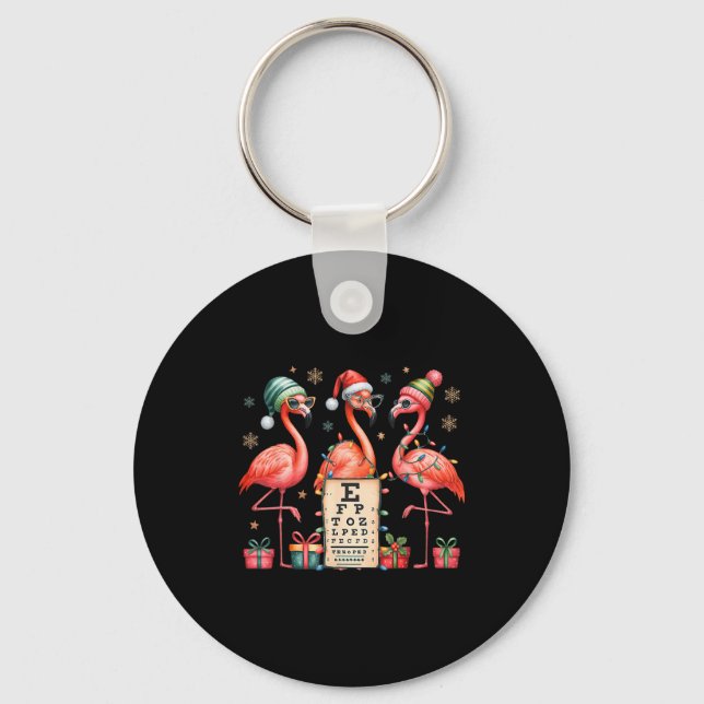 Chaveiro Flamingo Christmas Optometry Ophthalmologist Eye D (Frente)
