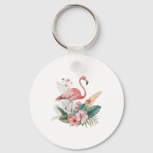 Chaveiro Flamingo Com Flores