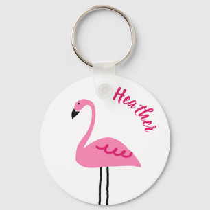 Chaveiro Flamingo Cor-de-Rosa, Cor-de-rosa, Adicionar Nome 