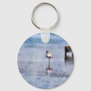Chaveiro Flamingo de Aquarela