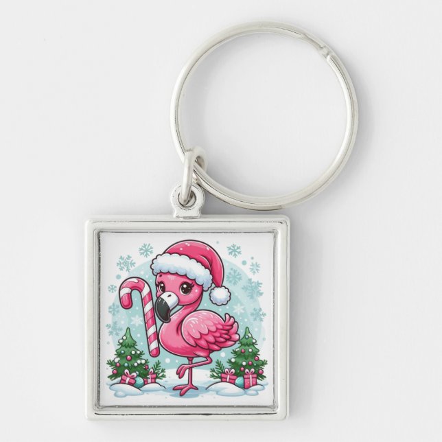 Chaveiro Flamingo de Natal Clipart de Sublimação-10424 (Frente)