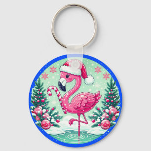Chaveiro Flamingo de Natal Clipart de Sublimação-10424
