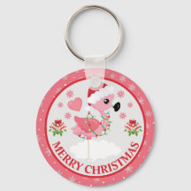 Flamingo de Natal Rosa e Vermelho de Inverno