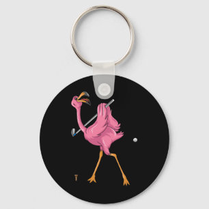 Chaveiro Flamingo Engraçado de Golfe Flamingo de Golfe Flam