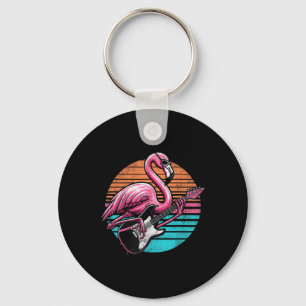 Chaveiro Flamingo Estilo Vintage Tocando Rock And Rol De Gu