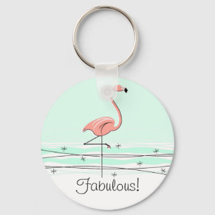 Chaveiro Flamingo 'Fabuloso!' corrente verde