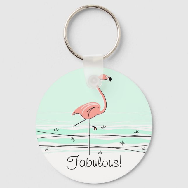 Chaveiro Flamingo 'Fabuloso!' corrente verde (Frente)