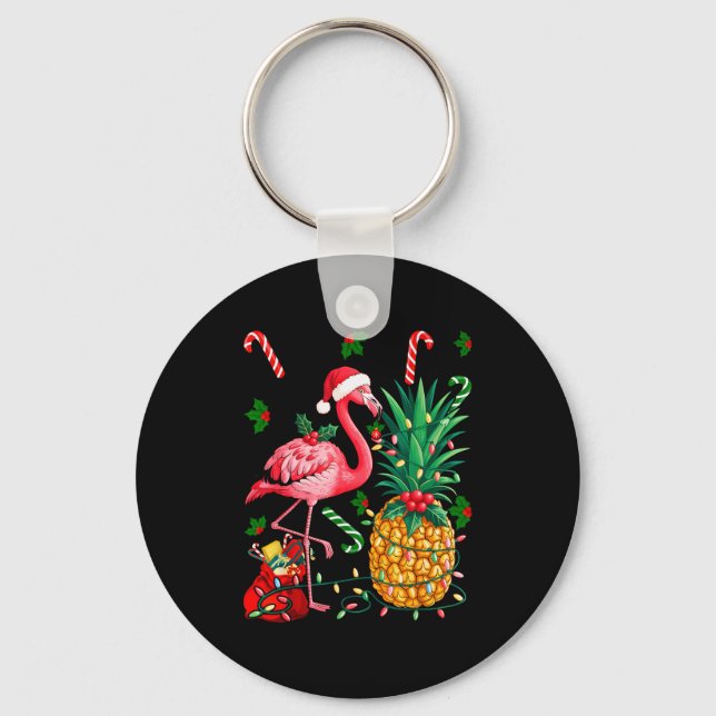 Chaveiro Flamingo Hawaiian Ne Christmas Lights Xmas  (Frente)