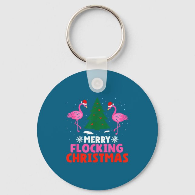 Chaveiro Flamingo Merry Flocking Christmas Funny Xmas Men W (Frente)