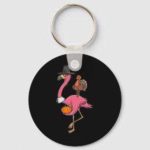 Chaveiro Flamingo Peregrino Engraçado De Ação De Graças Com