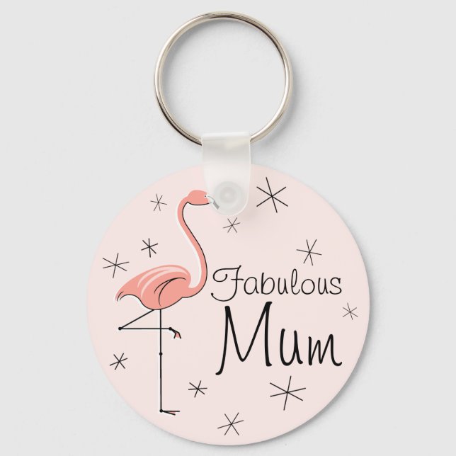 Chaveiro Flamingo Pink 'Mãe Fabulosa' (Frente)