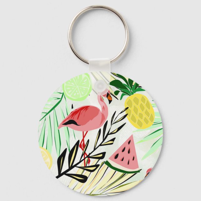 Chaveiro Flamingo rosa, fruta (Frente)