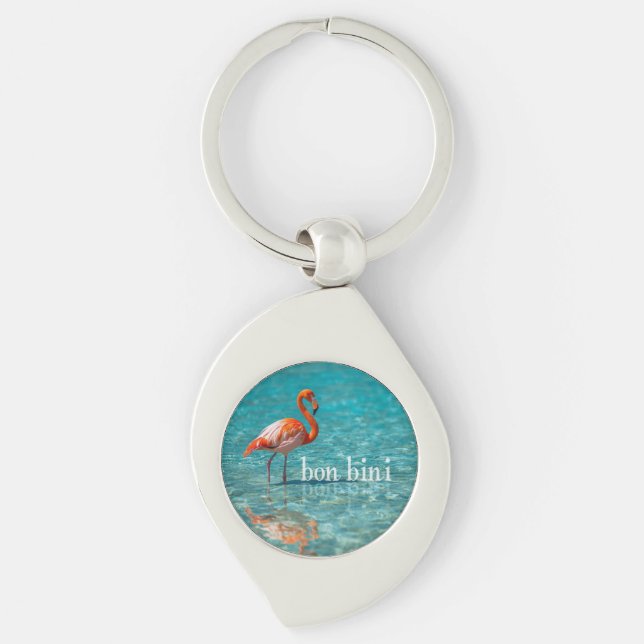 Chaveiro Flamingo rosa ilhas abc (Frente)
